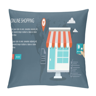 Personality  Online Shopping Flat Illustration Pillow Covers