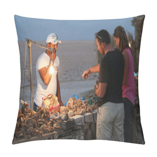 Personality  Tourists Buying Desert Rose Souvenir At Chott El Jerid Pillow Covers