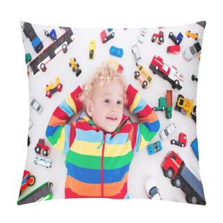 Personality Little Boy Playing With Toy Cars Pillow Covers