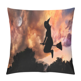 Personality  Flying Witch On Broomstick Pillow Covers