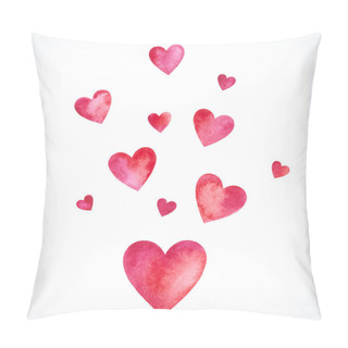 Personality  Vector Watercolor Hearts Card, Valentine Day Pillow Covers