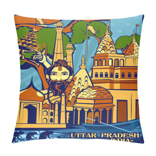 Personality Colorful Cultural Display Of State Uttar Pradesh In India Pillow Covers