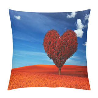 Personality  Heart Shape Tree With Red Leaves Pillow Covers