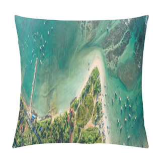 Personality  Beautiful  Panorama Aerial View Of Tropical Coastline And Fisherman Village Pillow Covers