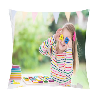 Personality  Child Doing Homework For School. Kids Learn And Paint. Pillow Covers
