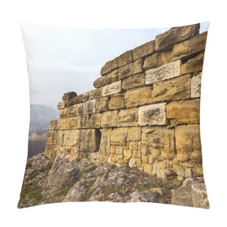Personality  Ruins Of An Ancient Fortress On A Foggy Winter Day. Veliko Tarno Pillow Covers