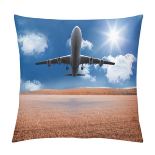 Personality  3D Plane Taking Off Over Field Pillow Covers