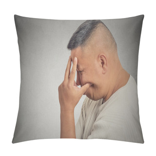 Personality  Portrait Sad Bothered Stressed Middle Aged Man  Pillow Covers