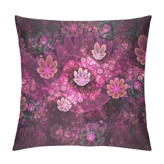 Personality  Illustration Background Fractal Bright  Fields Of Flowers Pillow Covers