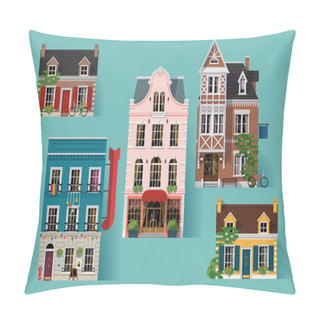 Personality  Lovely Detailed Old Small Town Pillow Covers