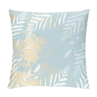 Personality  Abstract Foliage Pastel Blue  Gold Blush Background. Chic Trendy Print With Botanical Motifs Pillow Covers
