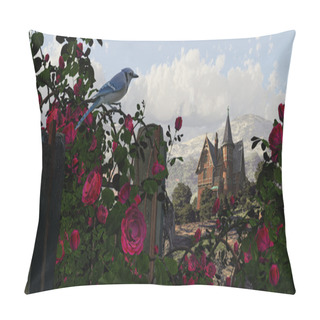 Personality  Blue Jay Among The Roses Pillow Covers