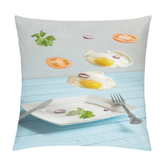Personality  Two Flying Levitated Fried Eggs, Tomats And Punch Pillow Covers