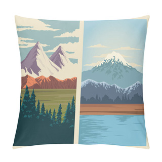 Personality  Beautiful Landscape With Lake And Forest Scene Pillow Covers