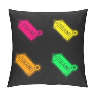 Personality  Brand Four Color Glowing Neon Vector Icon Pillow Covers