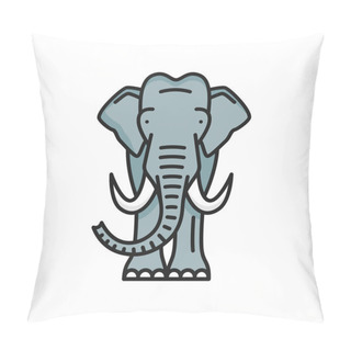 Personality  Elephant Buddhism Religion Symbol Isolated Color Outline Icon. Vector Eastern Animal Symbolizing Mental Strength, Patience And Tranquility, Wisdom Pillow Covers