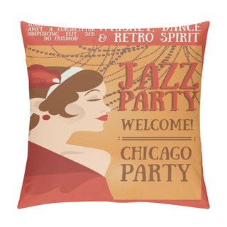Personality  Poster For Jazz Show, Can Be Used As Invitation For 20s Style Or Gatsby Party, Retro Style Vector Illustration Pillow Covers