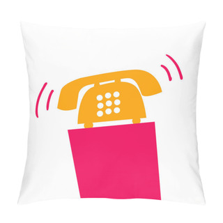 Personality  Illustration With Telephone Callers Red And Yellow Colors Pillow Covers