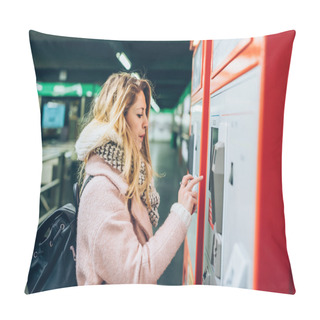 Personality  Woman Buying Ticket In Subway Pillow Covers