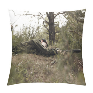 Personality  Young Boy In Camouflage With A Gun, Lasertag Pillow Covers