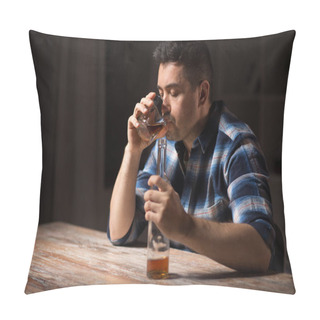 Personality  Alcoholic With Bottle Drinking Whiskey At Night Pillow Covers