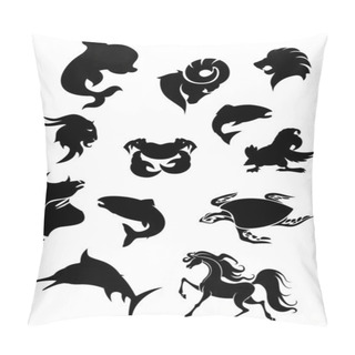 Personality  Set Of Black Silhouettes Of Animals Pillow Covers