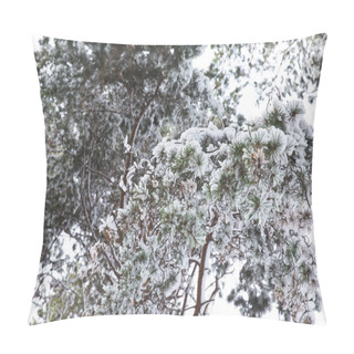 Personality  Tree Branches Covered With Snow In Forest Pillow Covers