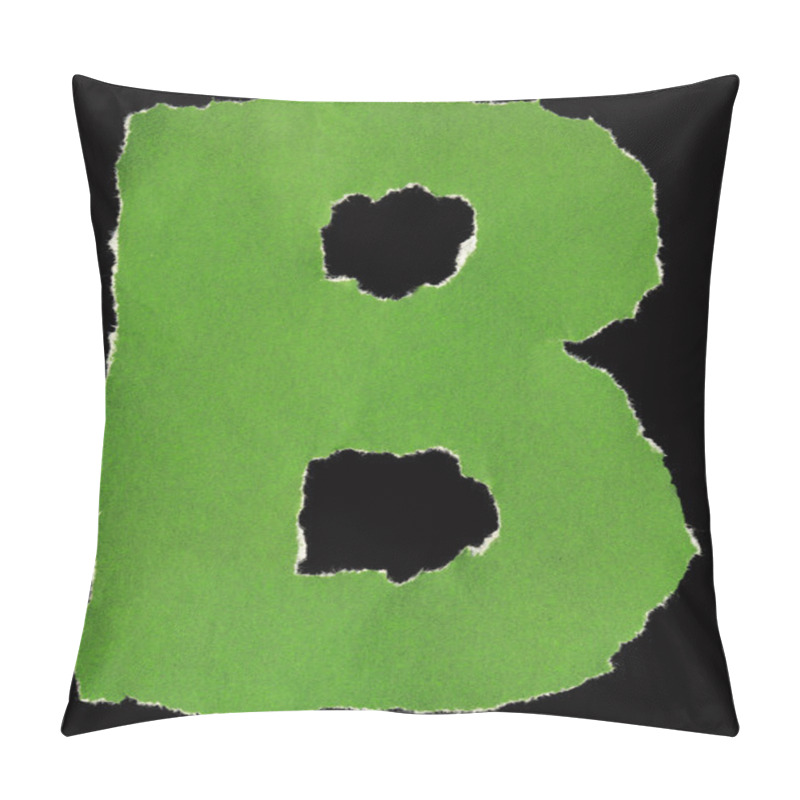 Personality  Letters from torn scraps of colored paper. Letter B pillow covers