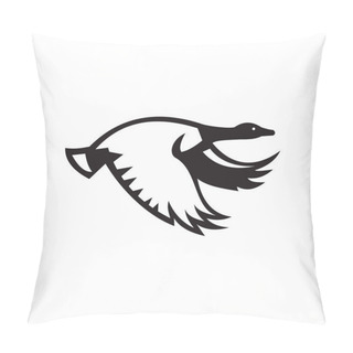 Personality  Illustration Of A Canada Goose Flying Viewed From The Side Set On Isolated White Background Done In Retro Black And White Style.  Pillow Covers