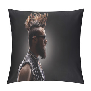 Personality  Punk Rocker With A Mohawk Hairstyle  Pillow Covers