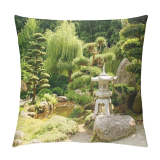 Personality  Beautiful Decorative Japanese Garden In Summer Time Pillow Covers