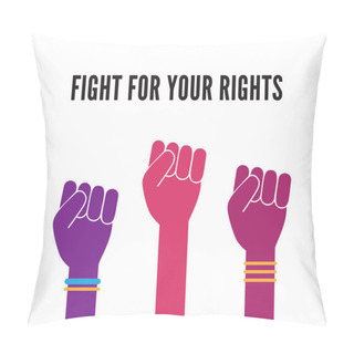 Personality  Female Woman Feminism Protest Hands Background Vector Pillow Covers