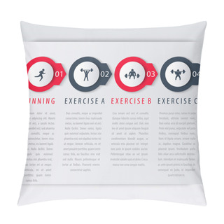 Personality  4 Steps Infographic Elements, With Exercise Icons Pillow Covers