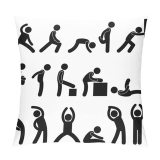 Personality  Man Athletic Exercise Stretching Symbol Pictogram Icon Pillow Covers