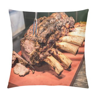 Personality  Chef Carving Prime Rib Of  Roast Wagyu Beef  Pillow Covers