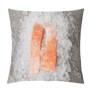 Personality  Top View Of Slices Of Salmon On Crushed Ice Pillow Covers