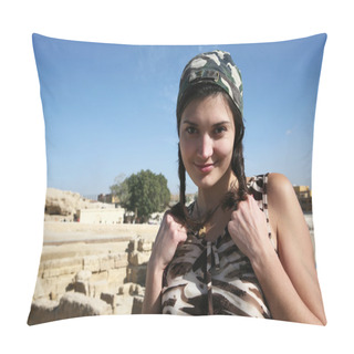 Personality  Women Near The Pyramids In Giza. Pillow Covers