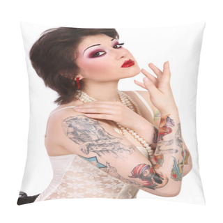 Personality  Girl With Tattooes Pillow Covers