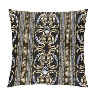 Personality  3d Greek Key Borders Floral Seamless Pattern. Vector Abstract Pillow Covers
