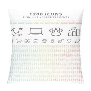Personality  Set Of 1200 Quality Universal Standard Minimal Simple Thin Line Icons On White Background Pillow Covers