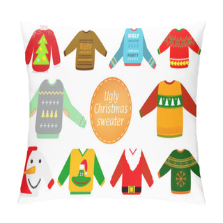 Personality  Ugly Christmas Sweaters Vector Set Pillow Covers