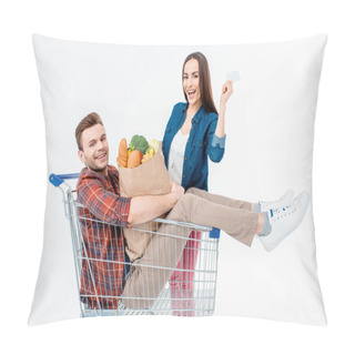 Personality  Couple With Shopping Cart Pillow Covers