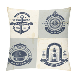 Personality  Set Of Vintage Nautical Labels Pillow Covers