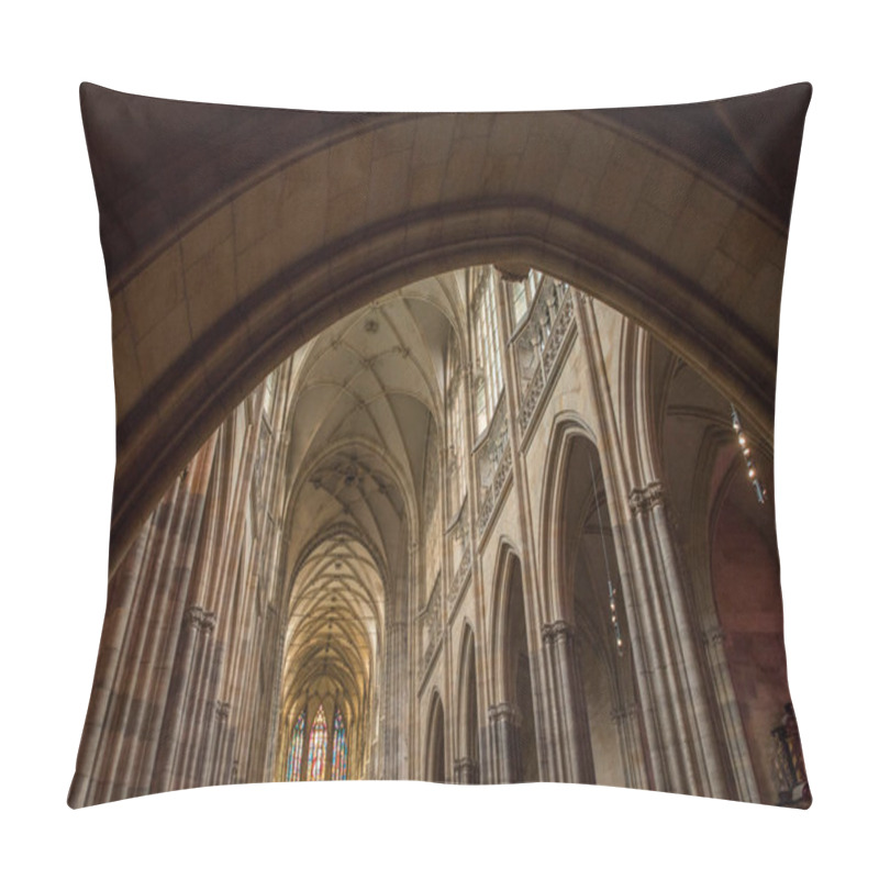 Personality  PRAGUE, CZECH REPUBLIC - JULY 23, 2018: Low Angle View Of Majestic Architecture Inside St Vitus Cathedral In Prague, Czech Republic Pillow Covers