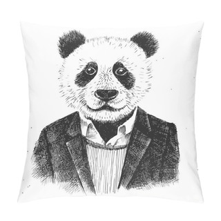 Personality  Hand Drawn Dressed Up Hipster Panda  Pillow Covers
