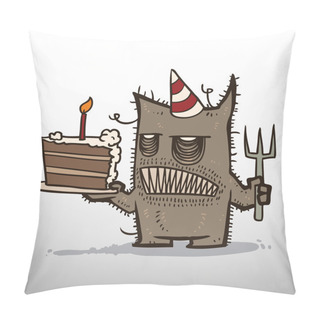 Personality  Monster Birthday With A Piece Of Cake Pillow Covers