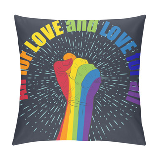Personality  Rainbow Colored Hand With A Fist Raised Up. Gay Pride. LGBT Conc Pillow Covers