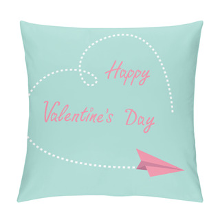 Personality  Flying Paper Plane. Dash Heart In The Sky. Happy Valentines Day Card. Pillow Covers