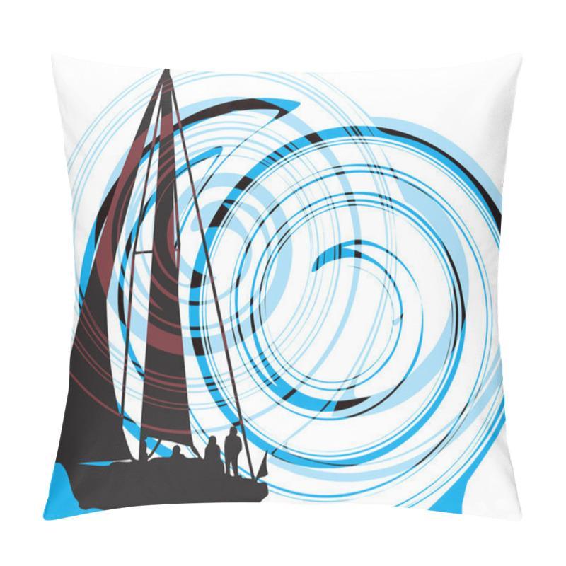 Personality  Sailing luxury yacht. Vector illustration pillow covers