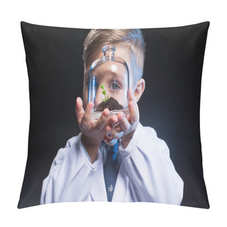 Personality  Little Boy Holding Plant Pillow Covers
